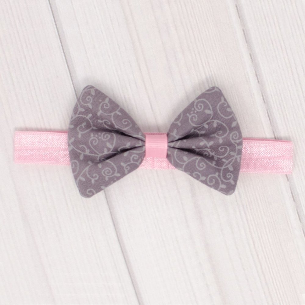 Gray & Pink Hair Bow & Headband Set